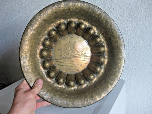Große art deco messing schale - große,