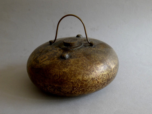 Antike wärmflasche messing - wärmflasche,